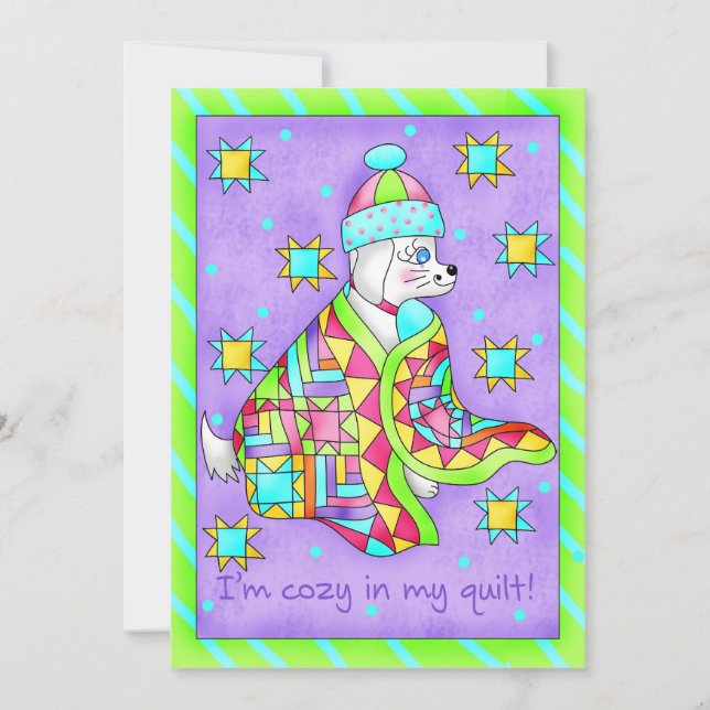 Quilt Lover Dog Einladung (Vorderseite)