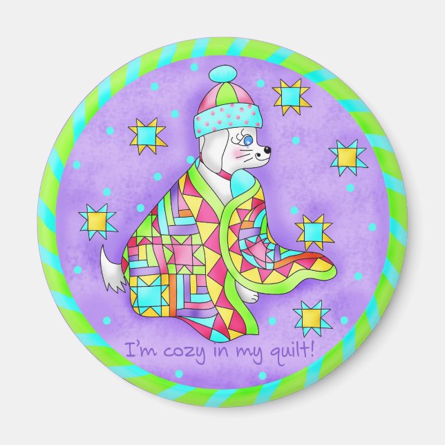 Quilt Lover Dog Magnet (Vorne)