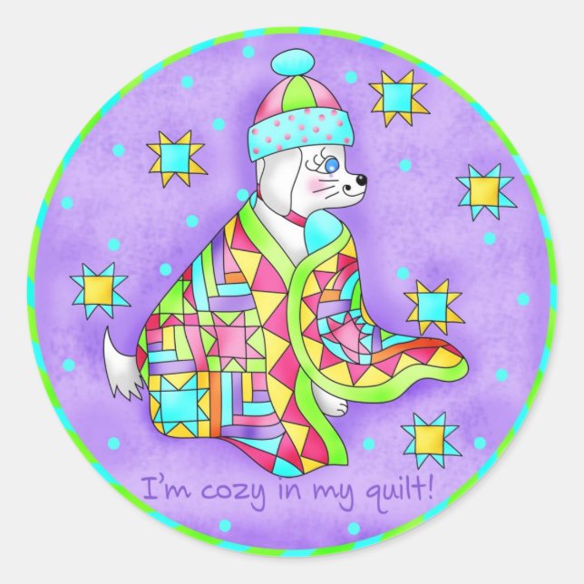 Quilt Lover Dog Sticker (Vorderseite)