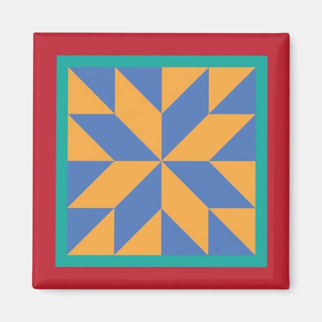 Quilt Magnet - Jägerstern (blau/gelb) (Vorne)