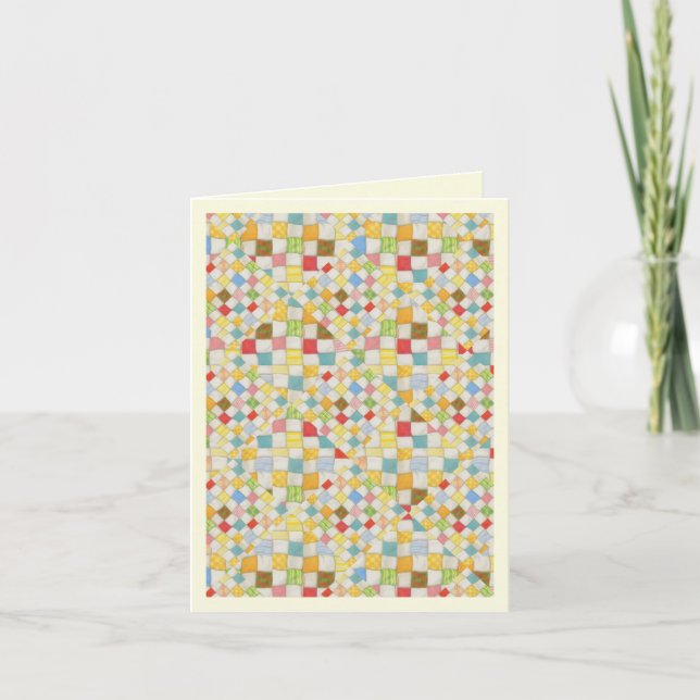 QUILT MOSAIC Danke Note Card / Creme (Vorderseite)