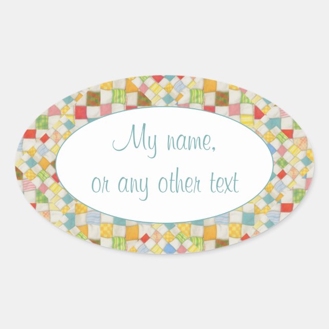 QUILT MOSAIC Oval Matte Stickers (Vorderseite)