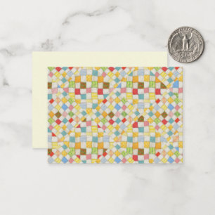 QUILT-MOSAIK 3,5x2,5 Flachkarte / Creme Horizontal Mitteilungskarte