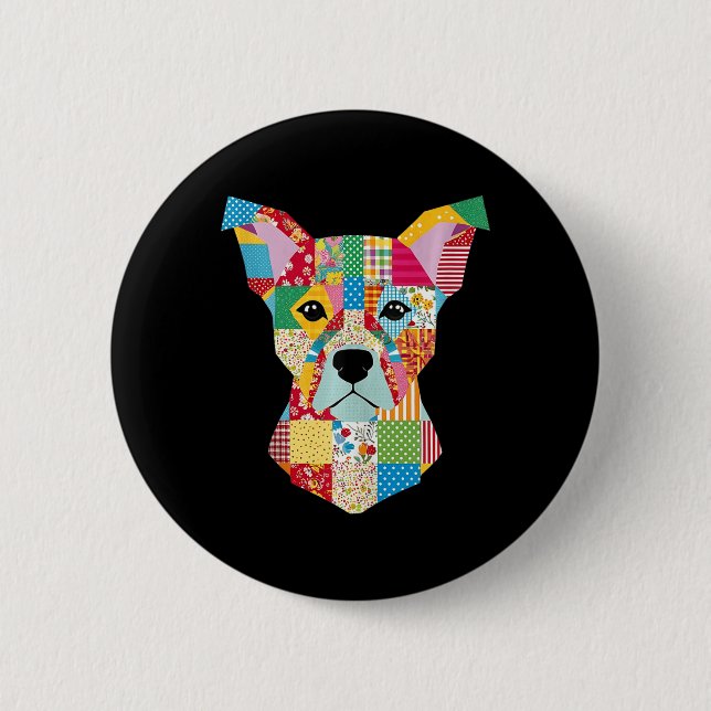 Quilt-Muster-Hund zum Beenden von Lover Quilter Se Button (Vorderseite)