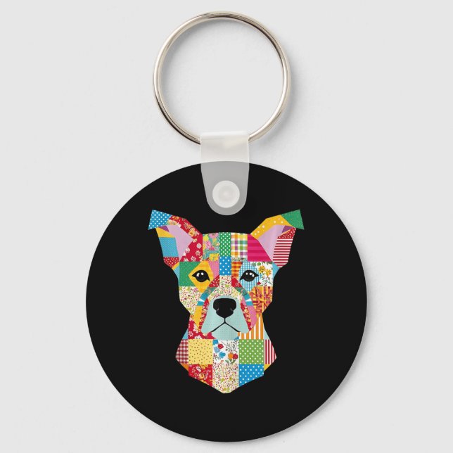 Quilt-Muster-Hund zum Beenden von Lover Quilter Se Schlüsselanhänger (Vorderseite)