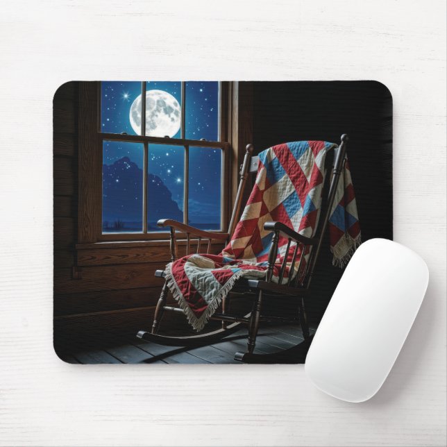 Quilt On a Rocking Chair In Moonlight Mousepad (Mit Mouse)