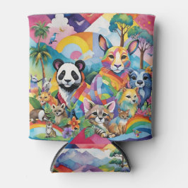 Quilt Patchwork Tiere in Regenbogenfarben Dosenkühler