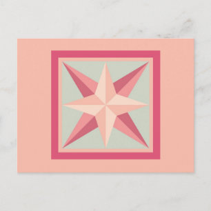 Quilt Postcard - Beveled Star (rosa/grau) Postkarte