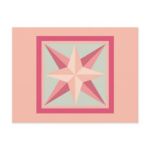 Quilt Postcard - Beveled Star (rosa/grau)