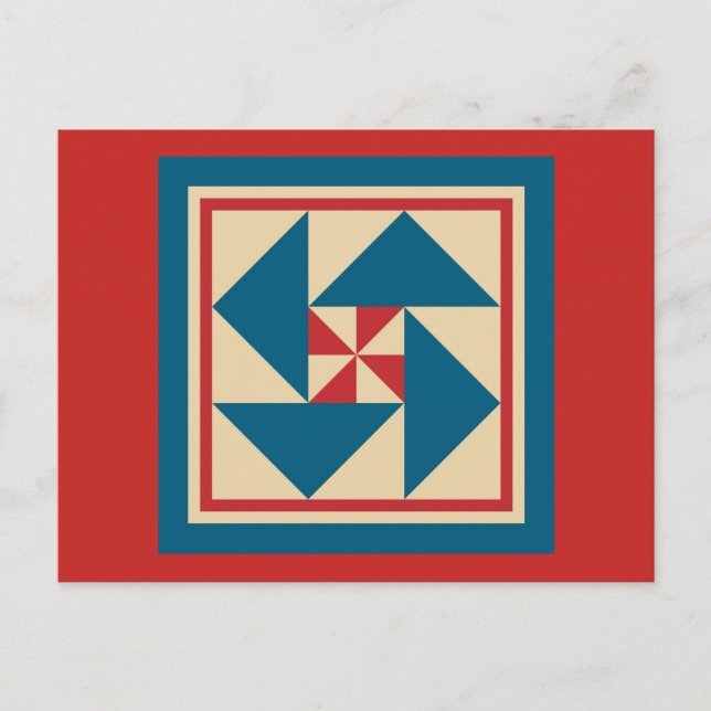Quilt Postcard - Patriotische Spin (rot) Postkarte (Vorderseite)