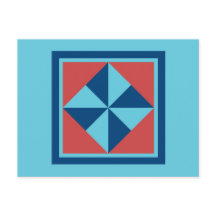 Quilt Postcard - Pinwheel (Marine/rot)