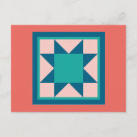 Quilt Postcards - Sägezahnstern (aquamarin/lachsfa