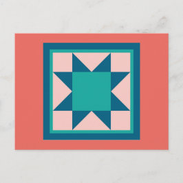 Quilt Postcards - Sägezahnstern (aquamarin/lachsfa Postkarte