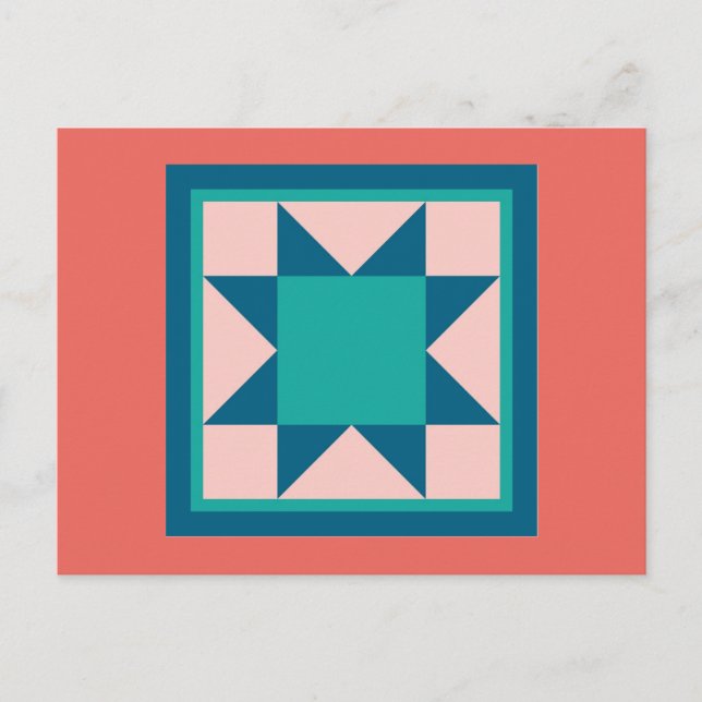 Quilt Postcards - Sägezahnstern (aquamarin/lachsfa Postkarte (Vorderseite)