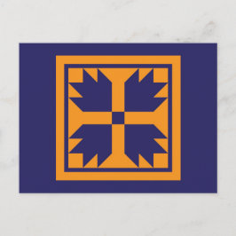 Quilt Postkarten - Bärenpfeife (blau/gold)