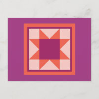 Quilt Postkarten - Sägezahnstern (pink/orange)