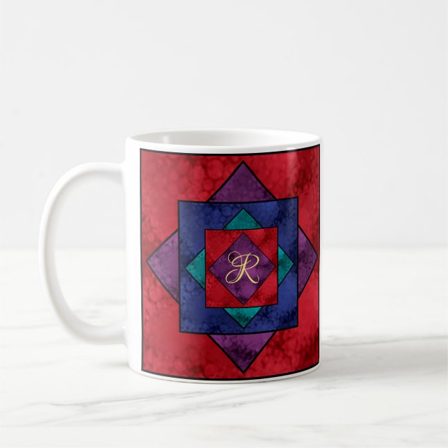 Quilt Square Monogram Kaffeetasse (Links)