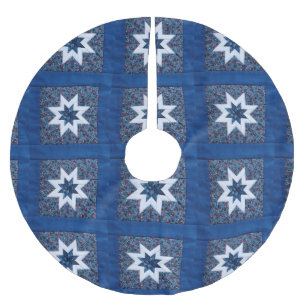 Quilt star blau polyester weihnachtsbaumdecke
