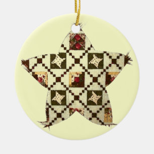 Quilt Star Keramik Ornament