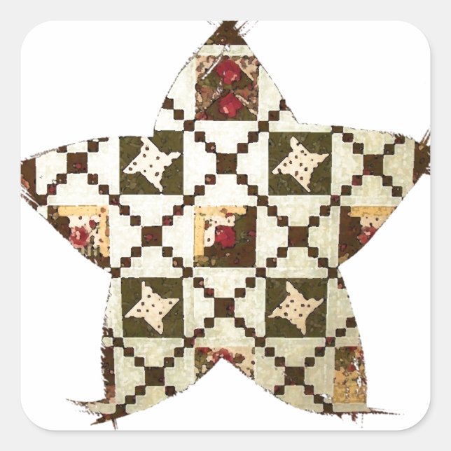 Quilt Star Quadratischer Aufkleber (Vorderseite)