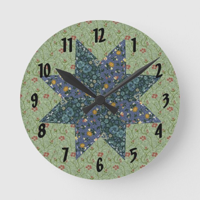Quilt-Star-Uhr Runde Wanduhr (Vorderseite)