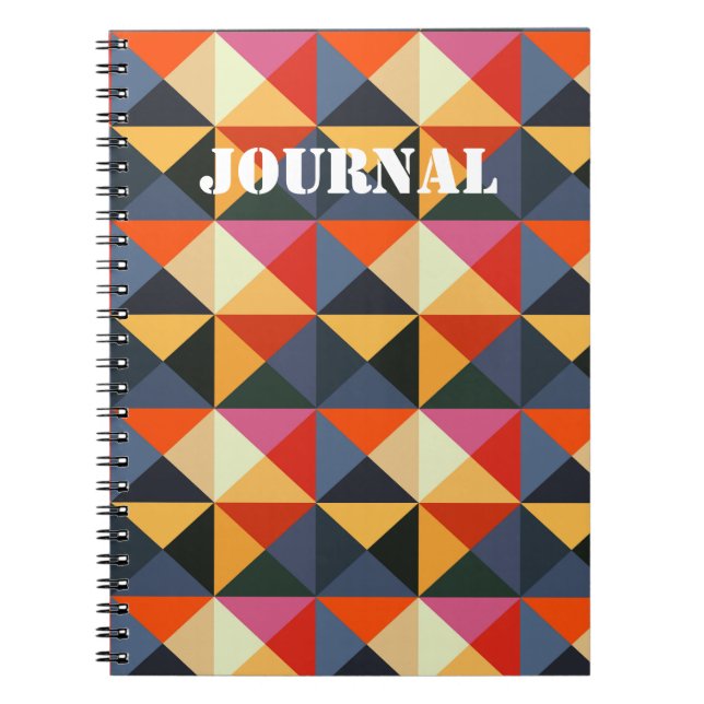 Quilt Style Geometric Abstrakt Journal-Notebook Notizblock (Vorderseite)