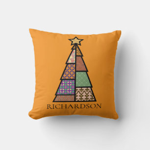 Quilt-Weihnachtsbaum mit Monogramm-Wurfkissen Kissen