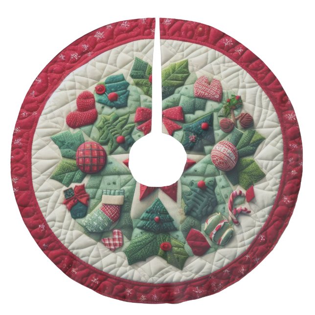 Quilted-Christmas-Design wird zu Gesteppter Weihna Polyester Weihnachtsbaumdecke (Vorderseite)