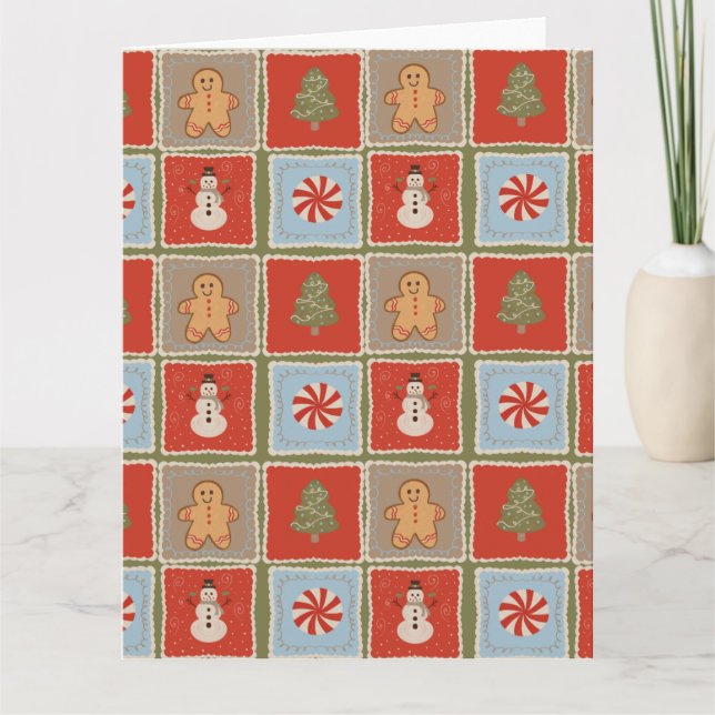 Quilted Christmas Tile Tapete Karte (Vorderseite)