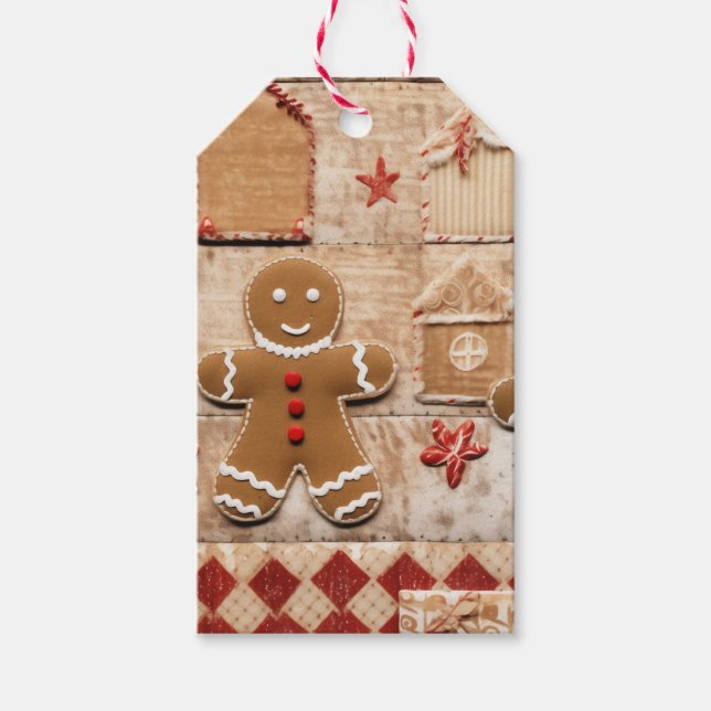 Quilted Gingerbread Man Geschenkanhänger (Vorderseite)