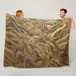 Quilted Gold Abstract Design Fleecedecke