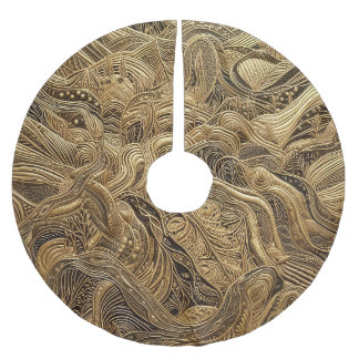 Quilted Gold Abstract Design Polyester Weihnachtsbaumdecke