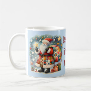 Quilted Patchwork-Weihnachtsmann mit Weihnachtsste Kaffeetasse