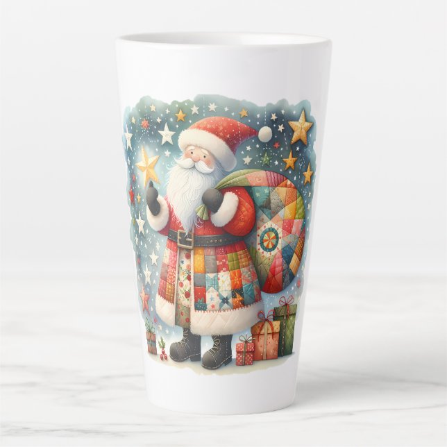 Quilted Patchwork-Weihnachtsmann mit Weihnachtsste Milchtasse (Vorderseite)