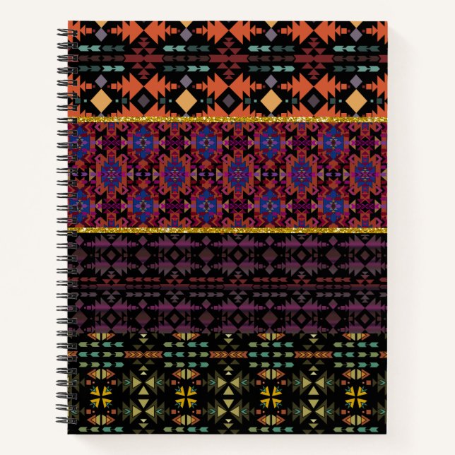 Quilted Southwestern Borders Stilvoll Notizbuch (Vorderseite)