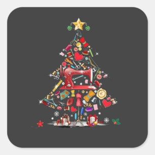 Quilter Frohe Weihnachten Baum Quilt Block Quiltin Quadratischer Aufkleber