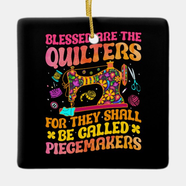 Quilter-Geschenke Quilt Quilter Groovy niedlich Keramikornament (Vorderseite)
