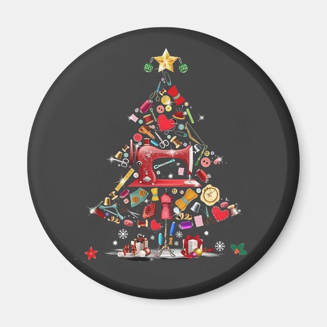 Quilter Merry Christmas Tree Quilt Block Quilting  Magnet (Vorne)