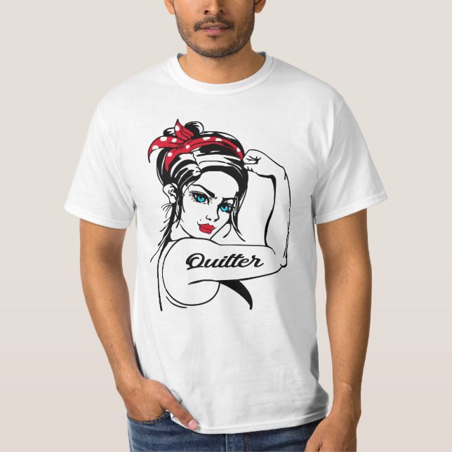 Quilter Rosie Das Riveter Button Up T-Shirt (Vorderseite)