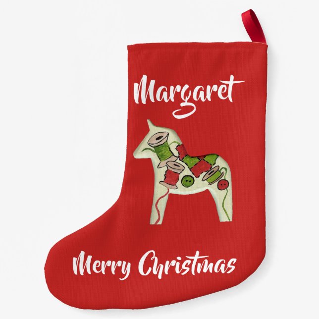 Quilters Dala Horse Kleiner Weihnachtsstrumpf (Rückseite)