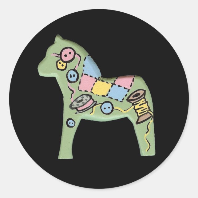 Quilters Dala Horse Sticker (Vorderseite)