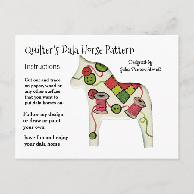 Quilters Dala-Pferdemuster zum Teilen Feiertagspostkarte (Vorderseite)