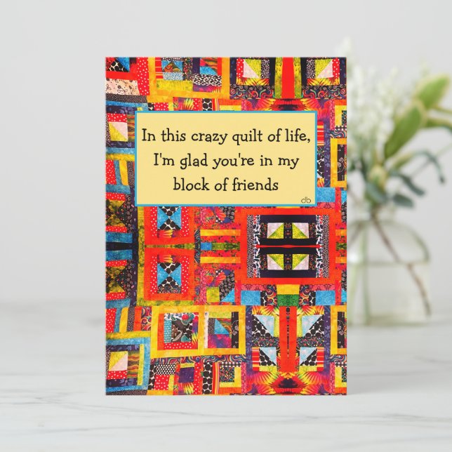 Quilters friend message, quilt guilt group, karte (Stehend Vorderseite)