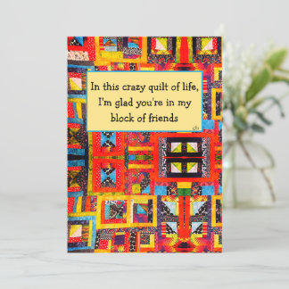 Quilters friend message, quilt guilt group, karte
