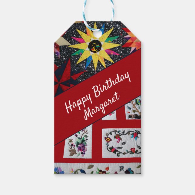 Quilters Happy Birthday Geschenkanhänger (Vorderseite)