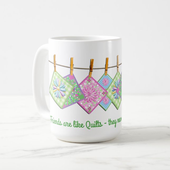 Quilters Tasse - Zitat - Closesline-Steppdecken - (Vorderseite Links)