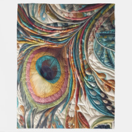Quiltierte Abstrakte Pfauenfeder Fleecedecke