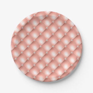 Quiltierte Diamond Funkelnd Rose Gold Pink Luxus Pappteller