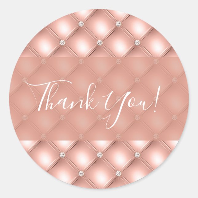 Quiltierte Diamond Funkelnd Rose Gold Pink Luxus Runder Aufkleber (Vorderseite)