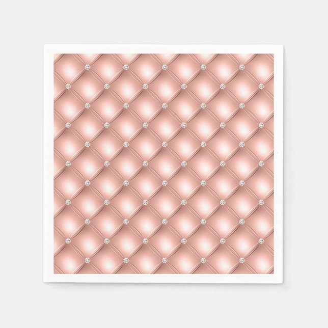 Quiltierte Diamond Funkelnd Rose Gold Pink Luxus Serviette (Vorderseite)